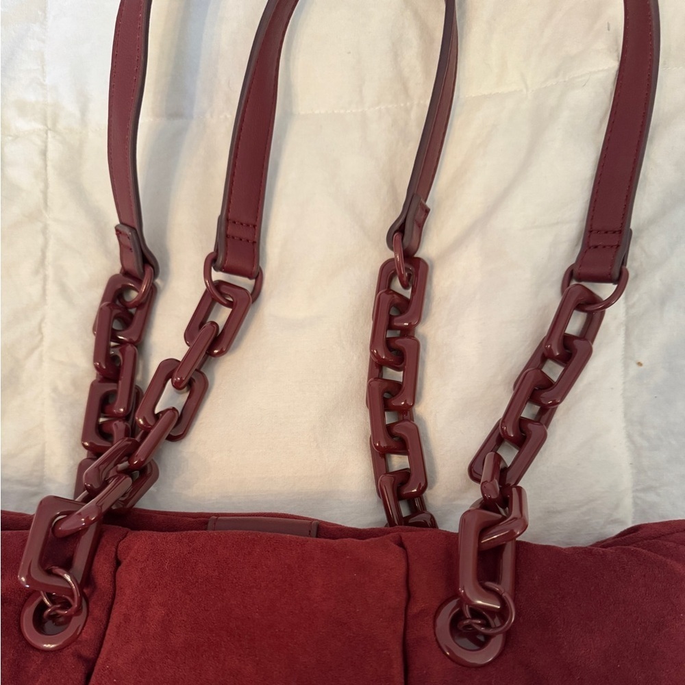 Cherry Red Burgundy Suede Tote Bag - Picture 3 of 4
